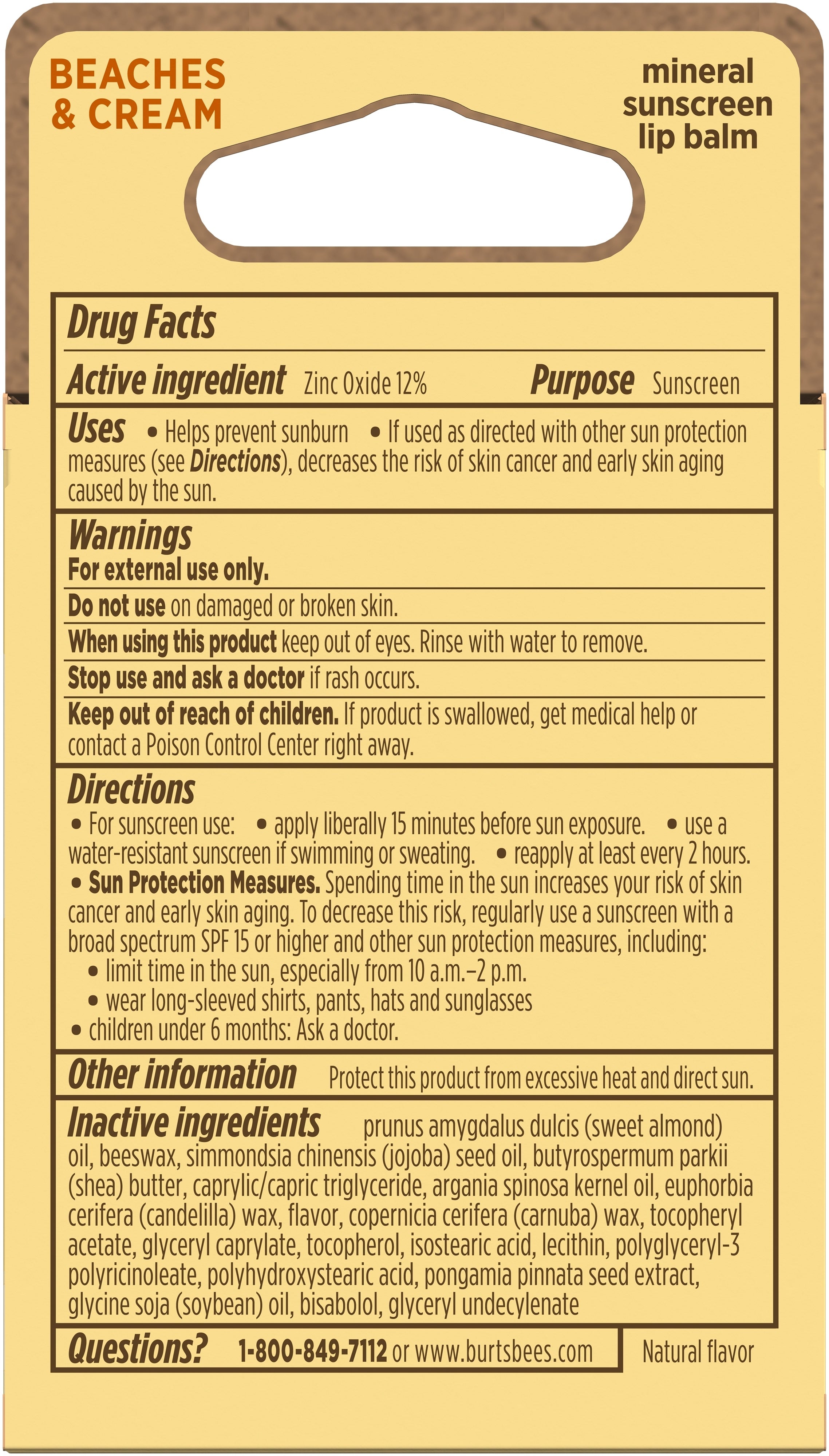 SPF 30 Lip Balm, Beaches & Cream Sun Care - back package