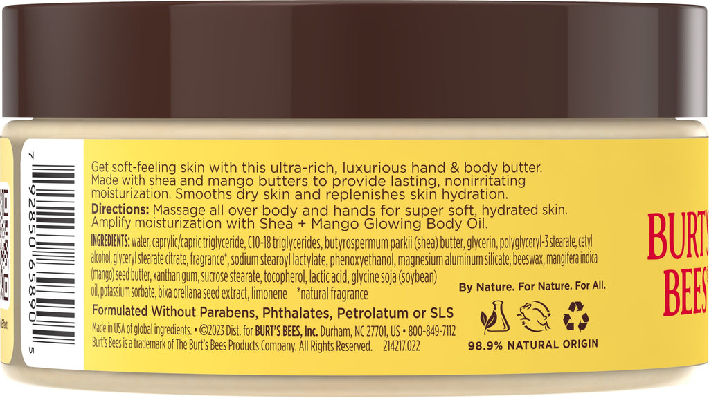 Shea & Tropical Mango Hand & Body Butter, 6.5 oz - back